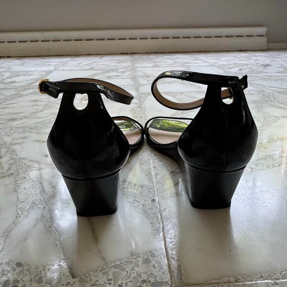 Stuart Weitzman Womens Nudist Curve Heel Black Patent Leather Wedge Size 6.5 NEW - Picture 6 of 9